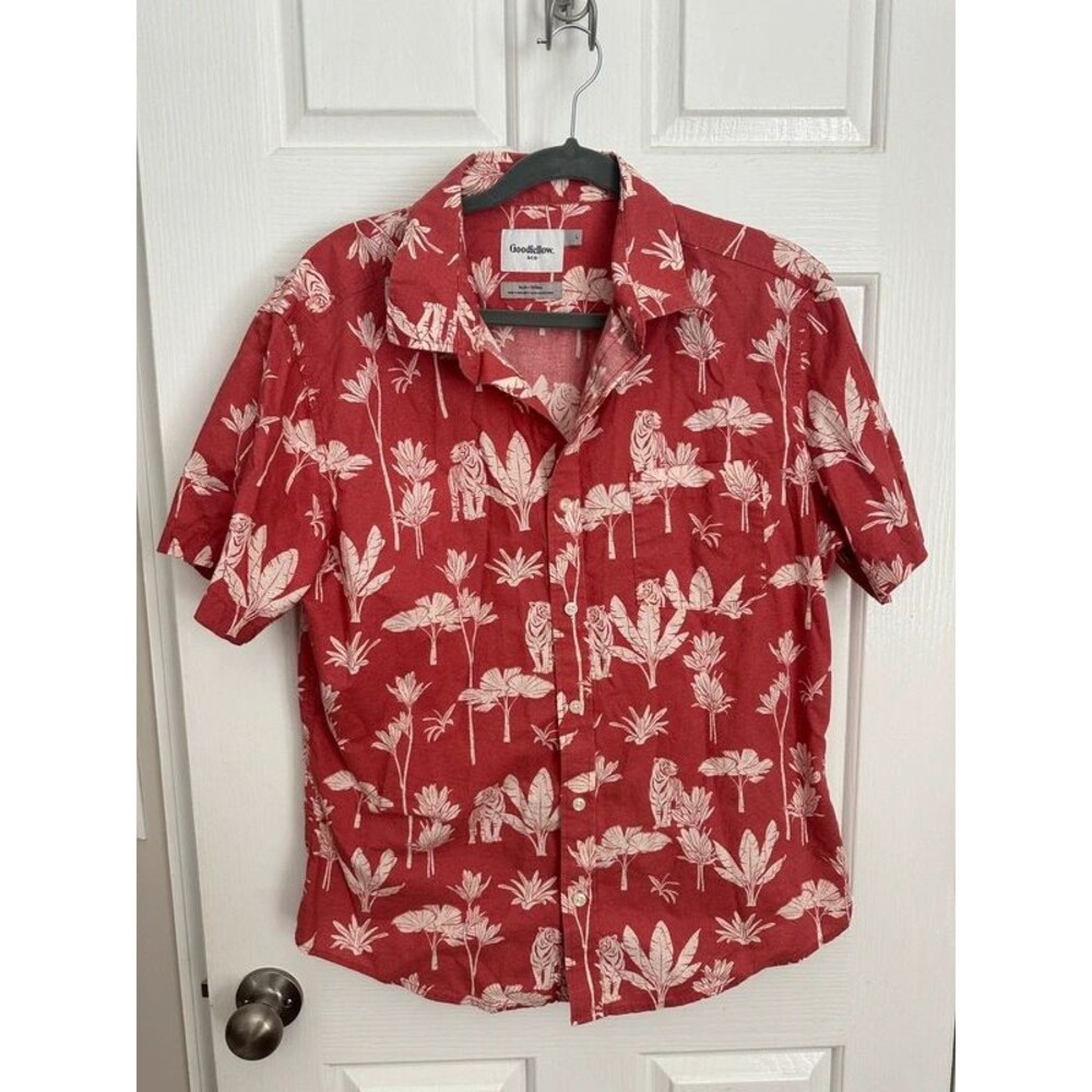 Men’s Cotton Hawaiian Print Short Sleeve Button Up